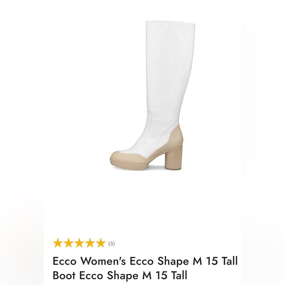 Ecco White and Tan Heeled Boots size 8-8.5
